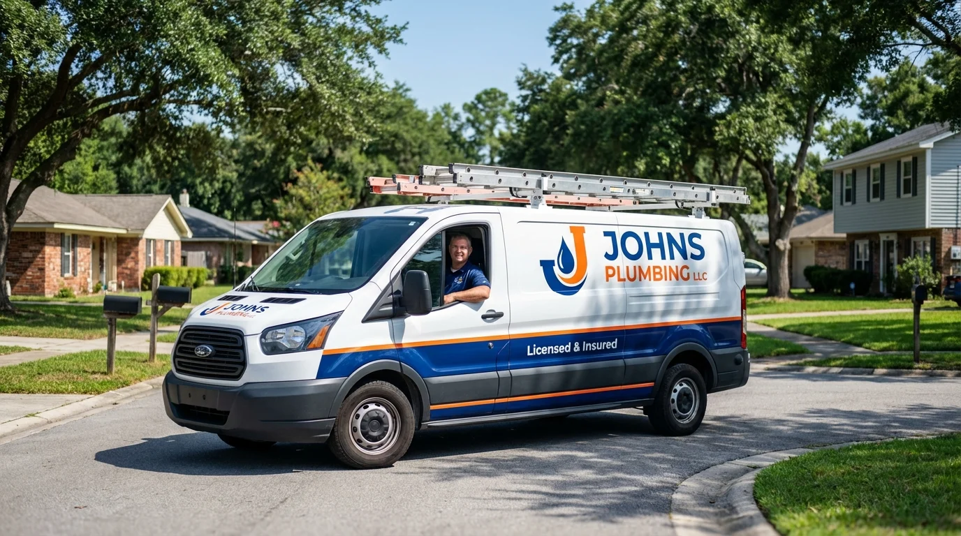 Johns Plumbing LLC service van in Bradner, OH