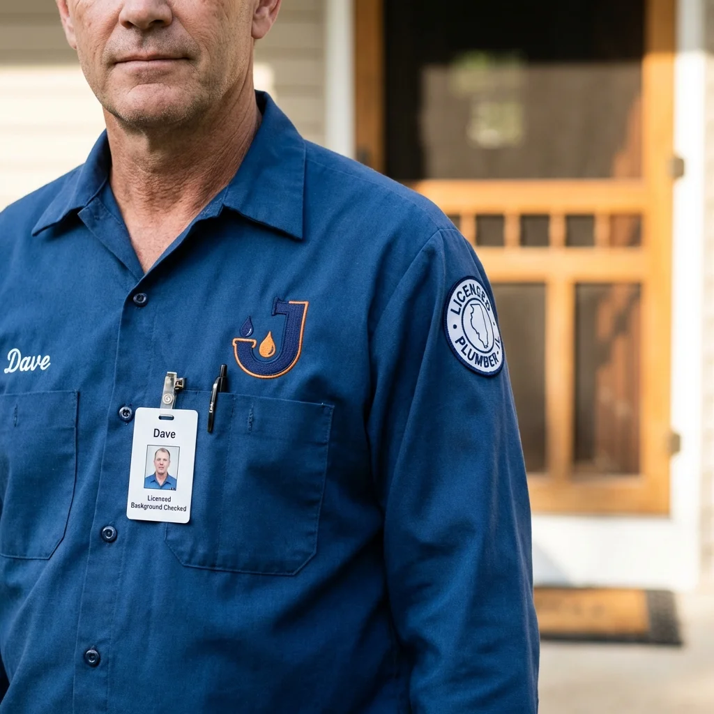 Licensed plumber showing ID badge in Bradner, OH