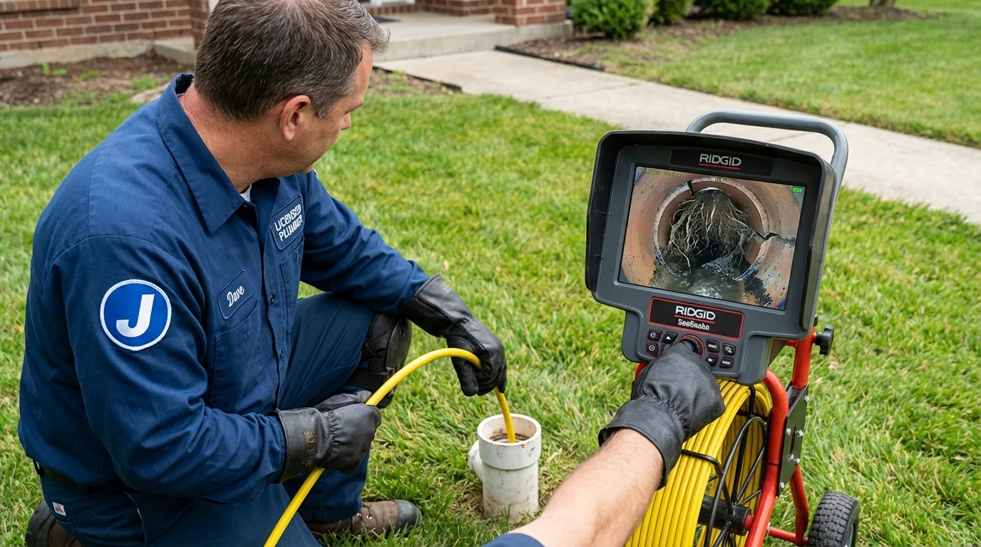 Sewer camera inspection being performed by Johns Plumbing LLC in Bradner