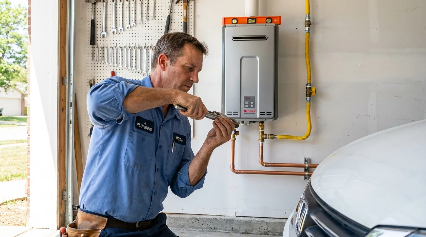 Tankless water heater installation by a Johns Plumbing LLC plumber in Bradner